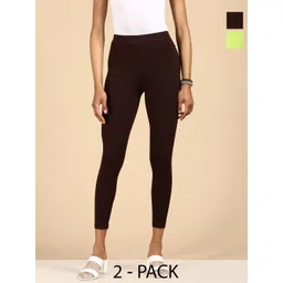 De Moza Pack Of 2 Women Ankle Length Leggings-picture-35