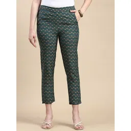 De Moza Women Ethnic Motifs Printed High-Rise Trousers-picture-16