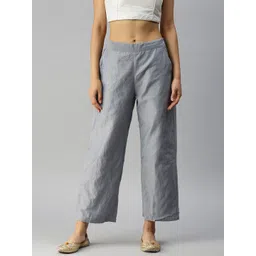 De Moza Women Grey Crop Palazzos-picture-33