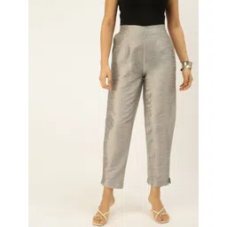De Moza Women Grey Solid Trousers-picture-23