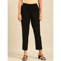 De Moza Women Mid-Rise Cotton Cigarette Trousers-picture-20