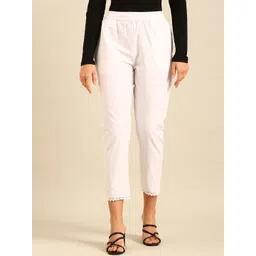 De Moza Women Mid-Rise Cotton Cropped Chinos Trousers-picture-29