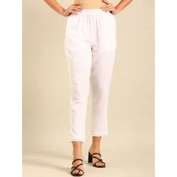 De Moza Women Mid-Rise Cotton Cropped Cigarette Trousers-picture-19