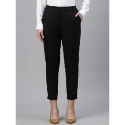 De Moza Women Mid Rise Cropped Formal Trousers-picture-28