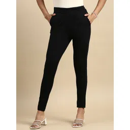 De Moza Women Mid-Rise Slim Fit Cotton Cigarette Trousers-picture-23