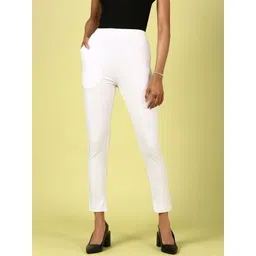 De Moza Women Slim Fit Mid-Rise Cotton Cropped Trousers-picture-18