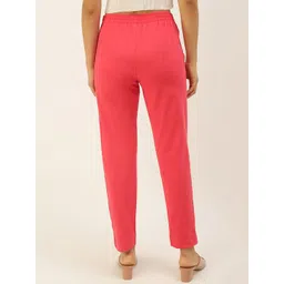 De Moza Women Slim Fit Mid-Rise Cotton Trousers image 2