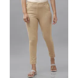 De Moza Women Slim Fit Mid-Rise Cropped Cotton Cigarette Trousers-picture-12