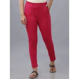 De Moza Women Slim Fit Mid-Rise Cropped Cotton Cigarette Trousers-picture-23