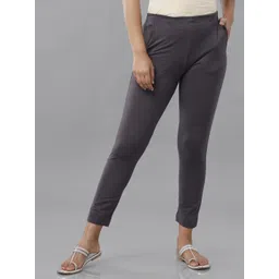 De Moza Women Slim Fit Mid-Rise Cropped Cotton Cigarette Trousers-picture-25