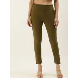 De Moza Women Slim Fit Mid-Rise Cropped Cotton Cigarette Trousers-picture-20