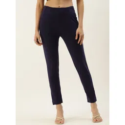 De Moza Women Slim Fit Mid-Rise Cropped Cotton Cigarette Trousers-picture-19