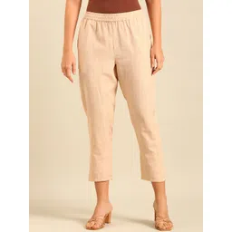 De Moza Women Striped Mid-Rise Regular Fit Chinos Trousers-picture-18