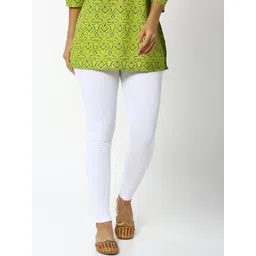 De Moza Women White Solid Ankle-Length Leggings-picture-29