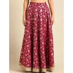 De Moza Women Woven Design Flared Maxi Skirts-picture-26