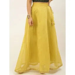 De Moza Women Yellow Solid Flared Maxi-Length Skirts-picture-29