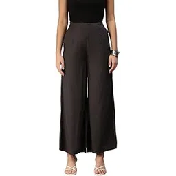 de moza Womens Rayon Solid Palazzo Pant Dark Grey-picture-11