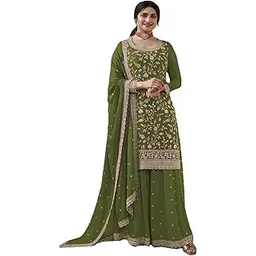 dealbazaars Pakistani Women's Embroidered Silk Vichitra with Santoon Inner & Dupatta and Bottom Salwar Suit Semi Stitched Material Traditional Ethnic Wear with Dupatta image 1