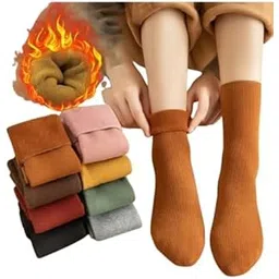 dealoma Ultra Warm Velvet Lined Thermal Socks for Women, Super Thick Woolen Snow Crew Socks for Winter, Cold Weather, Hiking & Outdoor, Pack of 5, Free Size-picture-53