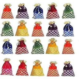 dear happy party studio Dear Happy Velvet Potli Batwa Bag - Trending Bridal Purse Women Handbag Shagun Pouch Return Gifts Multicolor (Pack of 6)-picture-26