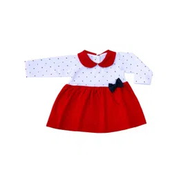 Dear Little  Girls Polka Dot Printed Peter Pan Collar Cotton Fit & Flare Dress-picture-36
