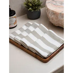 DEBAANS Olive & White 4 Pieces Striped 250 GSM Hand Towels-picture-19