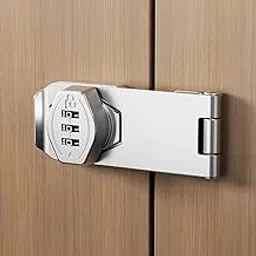 DECAGON Keyless 3-Digit Combination Lock for Wooden Cabinets – Password Code Hasp Latch Lock with Twist Knob for Drawer, Cupboard, Locker, Gun Safe, Closet & Storage Box (Silver)-image-5