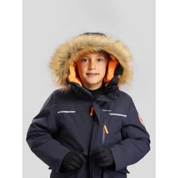 Decathlon Kids Navy Blue Solid Water Resistant Parka Jacket-picture-30