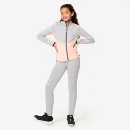 decathlon Kids' Synthetic Breathable Tracksuit S500 - Grey and Pink-picture-10