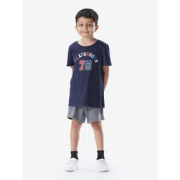 Domyos By Decathlon Boys Varsity Printed Longline Pure Cotton T-shirt-image-1