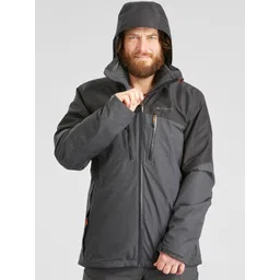 FORCLAZ By Decathlon Men Black & Grey Colourblocked Water Resistant Hiking and Trekking Padded Jacket-image-18