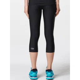 Kalenji By Decathlon Women Black Cropped Bottoms Run Dry Tights image 3