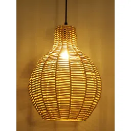 Decazone Beige Rattan Hanging Wooden Boho Ceiling Lamp-picture-14