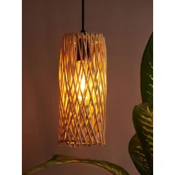 Decazone Beige Textured Cylinder Wooden Ceiling Lamp-picture-57