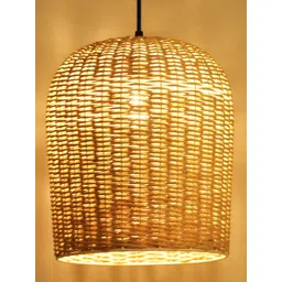 Decazone Brown & Black Textured Bell Wooded Ceiling Lamp-picture-11