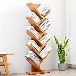 Decazone Tree Bookshelf for Wall & Floor – 9 Tier Wooden Book Rack for Living Room, Bedroom & Office | Freestanding Modern Bookcase Organizer for Books, Decor & Magazine (Dark Brown, 9 Tier)-picture-11