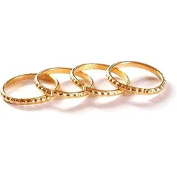 deccani handicrafts Non-Precious Metal, Copper, Brass Use Alloy (Panchaloha) Toe Ring for Women- 4 Pieces (Gold)-picture-54