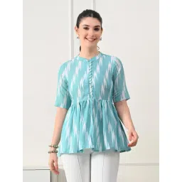 DECKEDUP Blue Cotton Ikat Top-picture-25