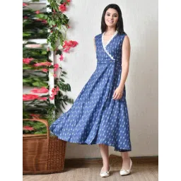 DECKEDUP Blue Cotton Printed Dress-picture-28