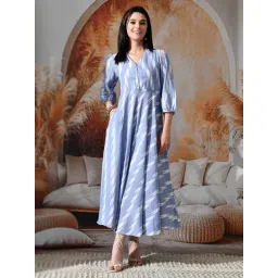 DECKEDUP Blue Cotton Printed Dress-picture-36