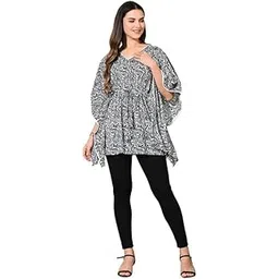 deckedup Blue Wave Tie-up Kaftan Top-picture-11