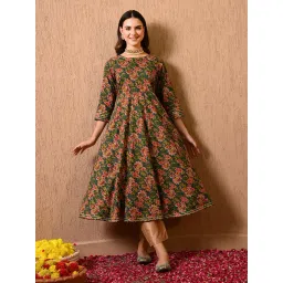 Deckedup Green Cotton Relaxed Fit Printed Kurta-picture-48