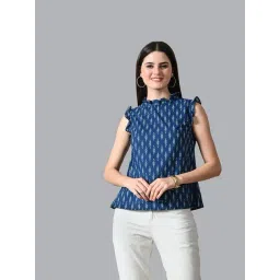 DECKEDUP Indigo Cotton Printed Top-picture-25
