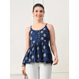 DECKEDUP Indigo Cotton Printed Top-picture-18