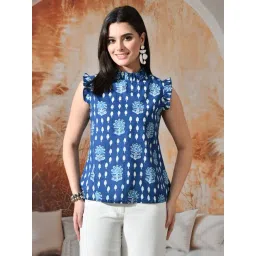 DECKEDUP Indigo Cotton Printed Top-picture-22