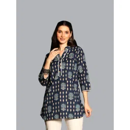 DECKEDUP Indigo Cotton Printed Tunic-picture-26