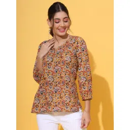 DECKEDUP Mustard Printed Top-picture-43