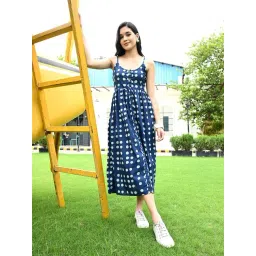 DECKEDUP Navy Cotton Printed Shirt Dress-picture-18