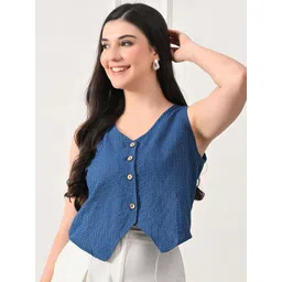 DECKEDUP Women Amee Striped Pure Cotton Waistcoat-picture-11