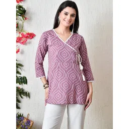 DECKEDUP Women Ethnic Motifs Printed Tie-Ups Cotton Peplum Top-image-11